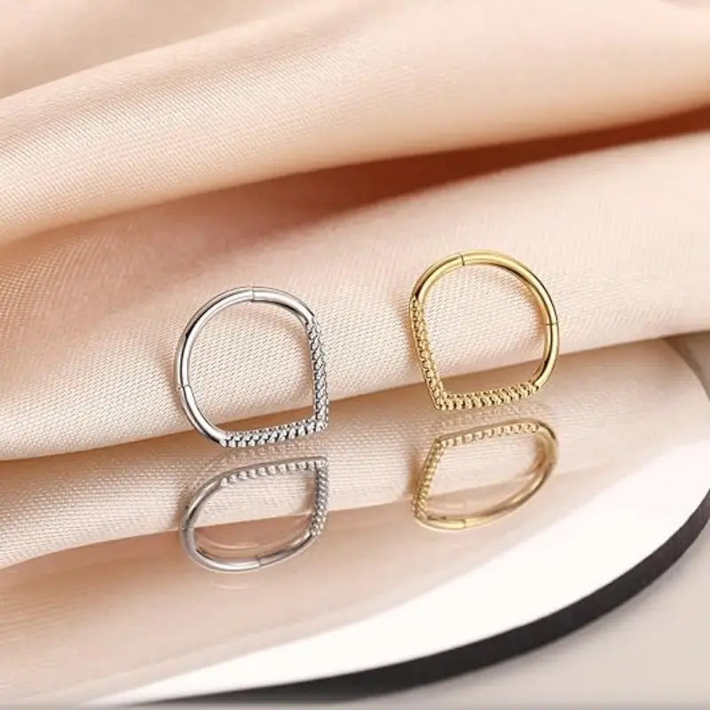 Hammered Gold Water Droplet Septum Ring