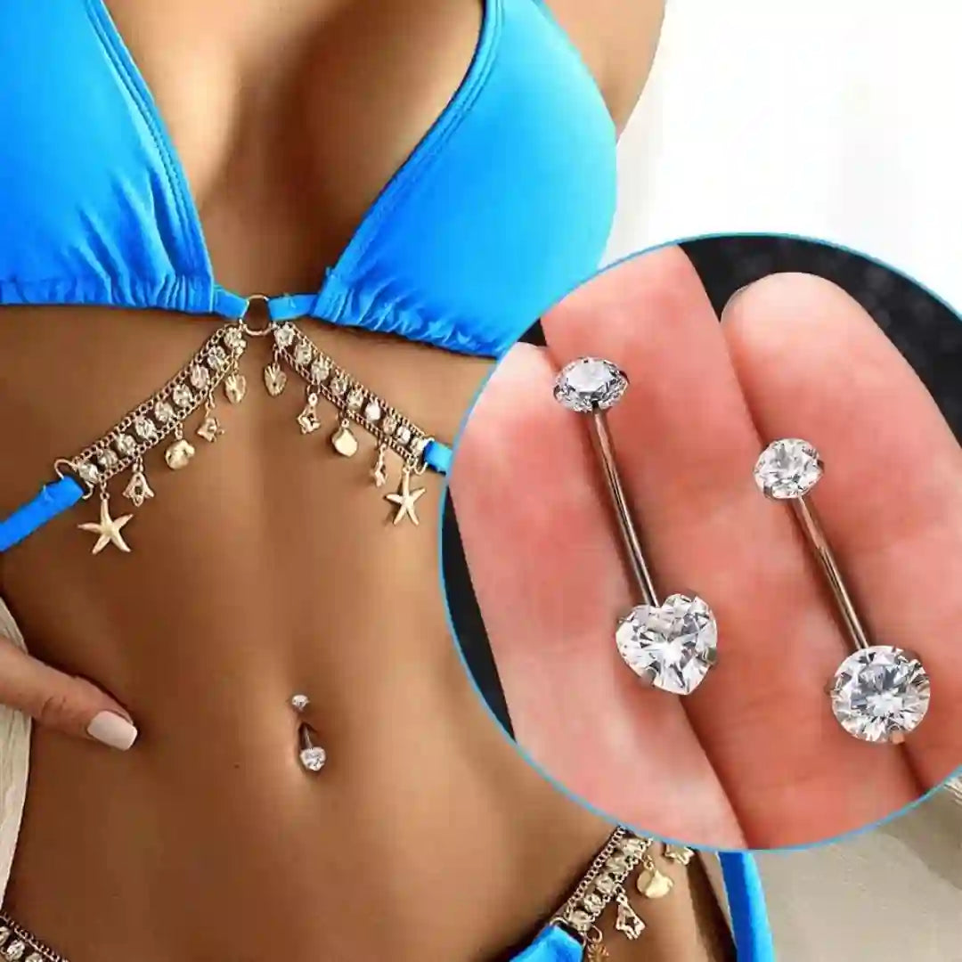 Dangle Belly Button Ring 14G Titanium CZ Internally Threaded 4