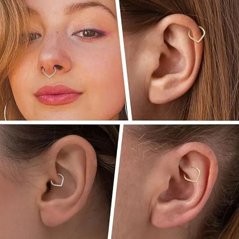 Hammered Gold Water Droplet Septum Ring
