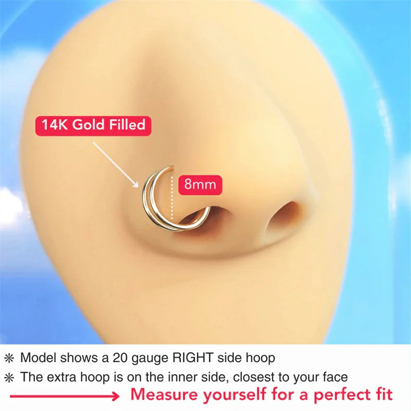 Double Hoop Nose 925 Sterling Silver Spiral Nose Ring 3