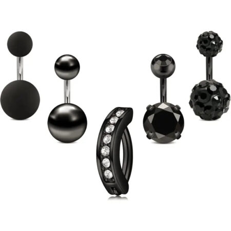 5PCS Stainless Steel Short Belly Rings for Women – Longita 14G