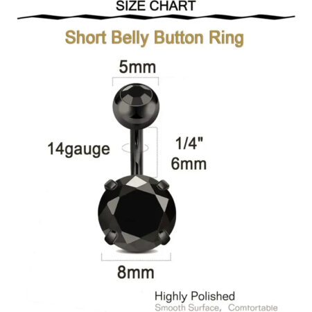5PCS Stainless Steel Short Belly Rings for Women – Longita 14G