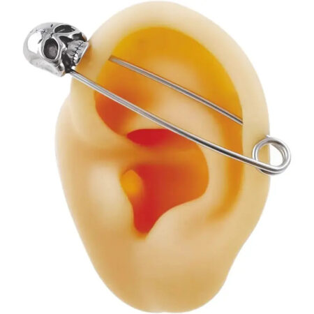 Stainless Steel Skull Industrial Piercing Bar – 16G Punk Look