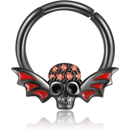 Sterling Silver Skull Nose Ring – 16G Septum Piercing Hoop