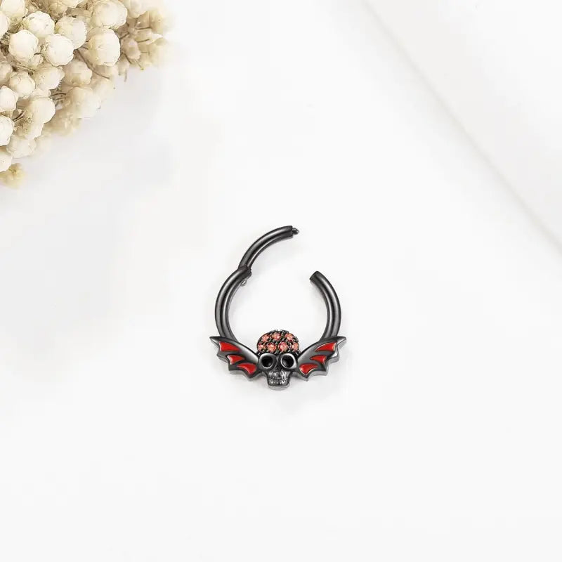 Sterling Silver Skull Nose Ring – 16G Septum Piercing Hoop