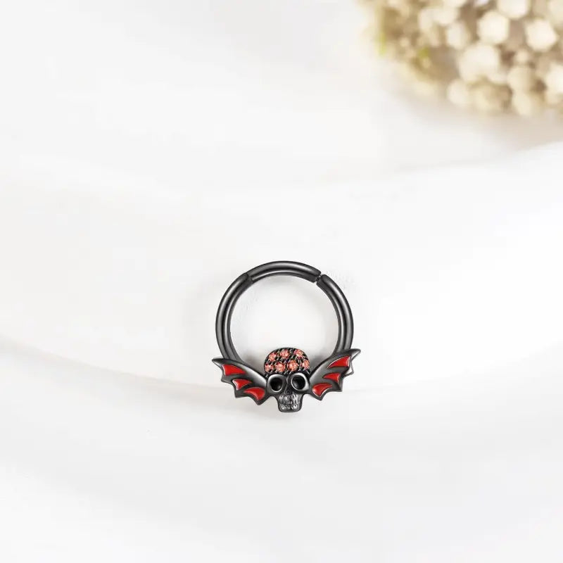 Sterling Silver Skull Nose Ring – 16G Septum Piercing Hoop