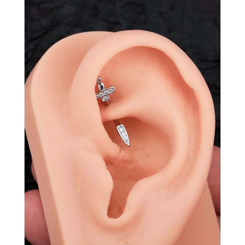 Exquisite Dagger Shape Earrings - 316L Steel Curved Barbell