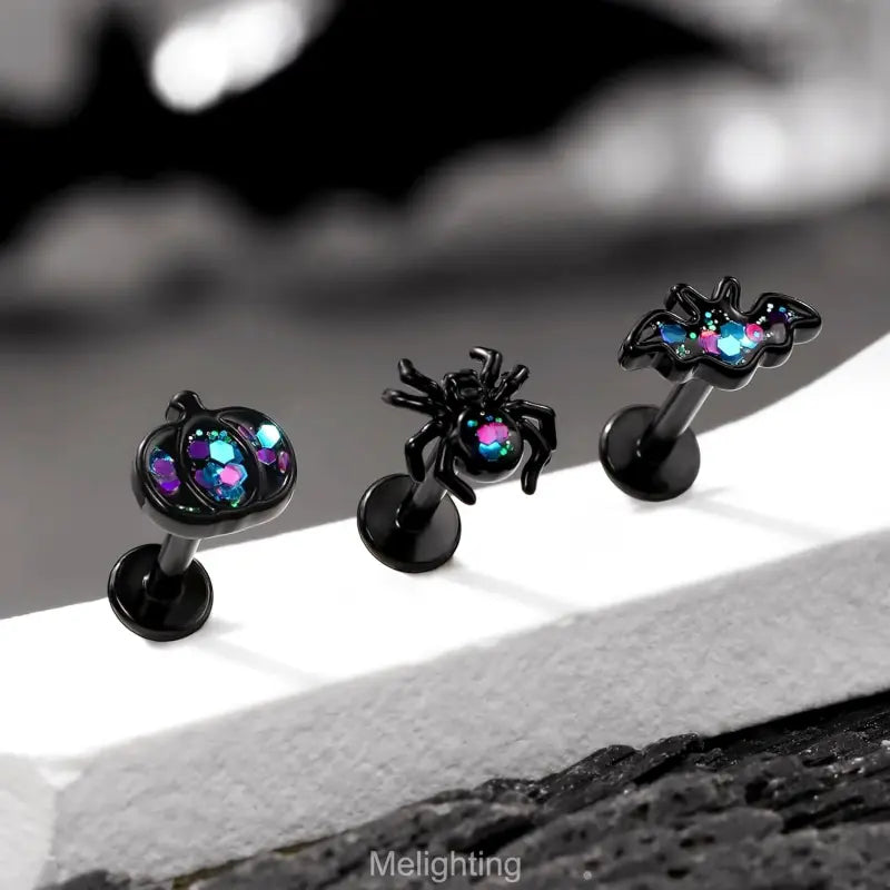 3PCS 16G Halloween Bat Helix Earrings Set for Women