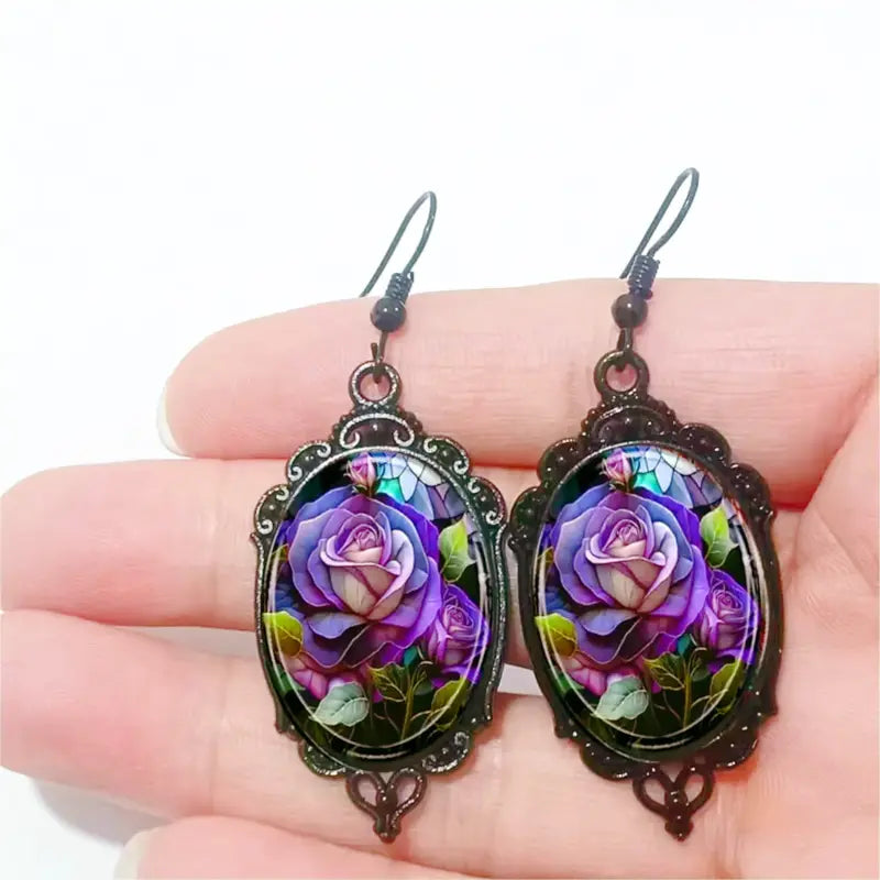 Gothic Rose Cameo Dangle Earrings – Vintage Victorian Style