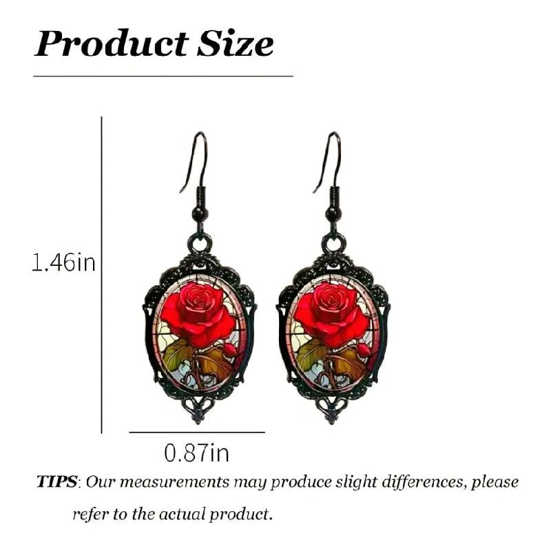 Gothic Rose Cameo Dangle Earrings – Vintage Victorian Style