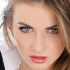 Women wearing transparent eyebrow nails