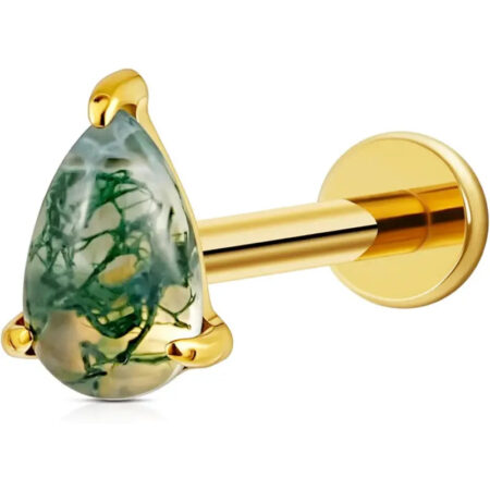 16G Titanium Green Opal Stud Earrings – Tragus Piercing