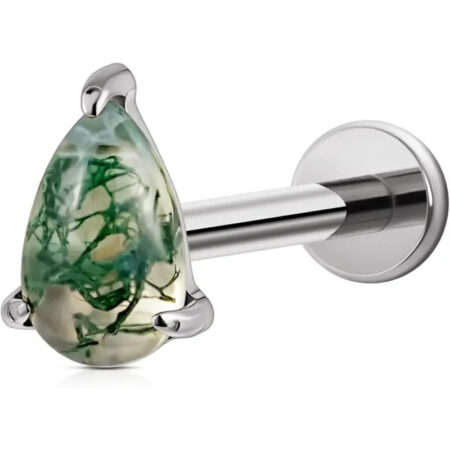 16G Titanium Green Opal Stud Earrings – Tragus Piercing