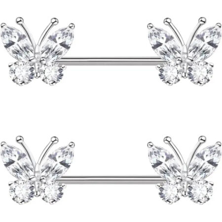 Medical Steel Butterfly Piercing Jewelry, Nipple Ring