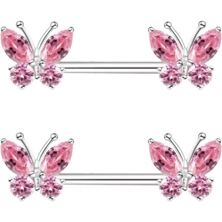 Medical Steel Butterfly Piercing Jewelry, Nipple Ring