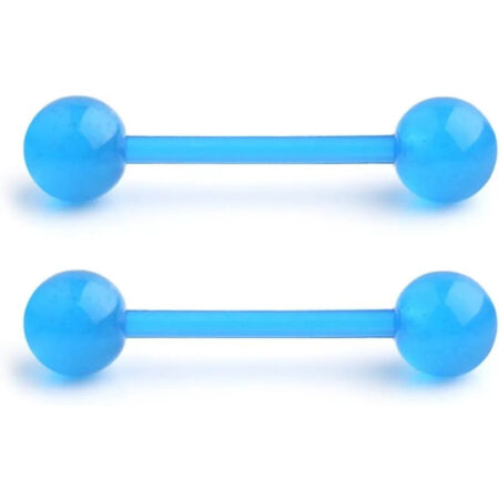 Flexible 14G Tongue Nipple Rings – Glow in the Dark Set