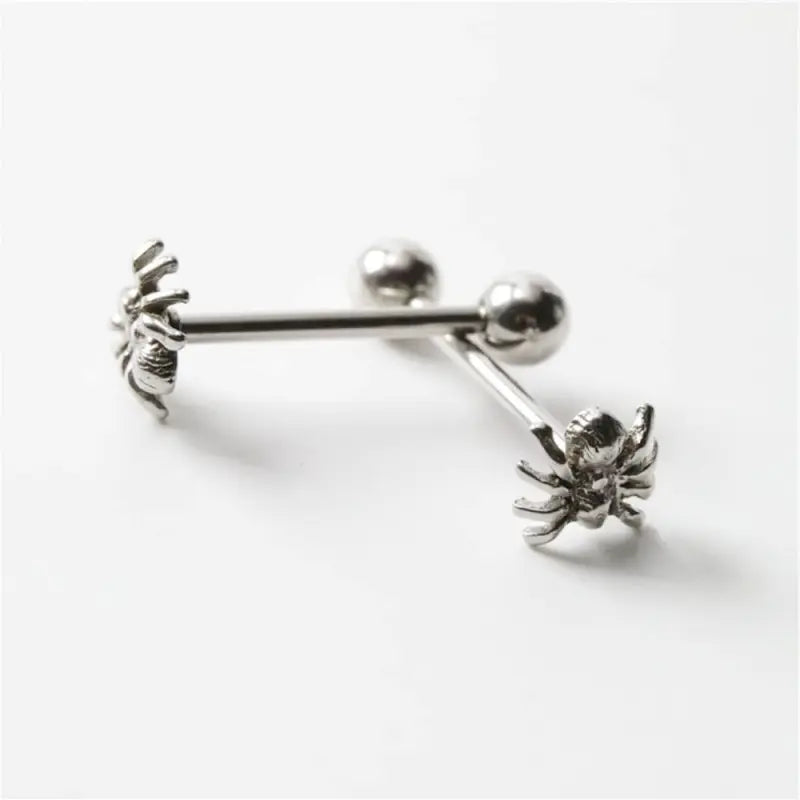 14G Spider Tongue Ring Barbell – Stainless Steel Punk Stud