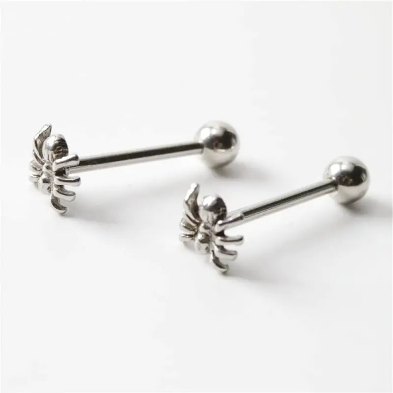 14G Spider Tongue Ring Barbell – Stainless Steel Punk Stud