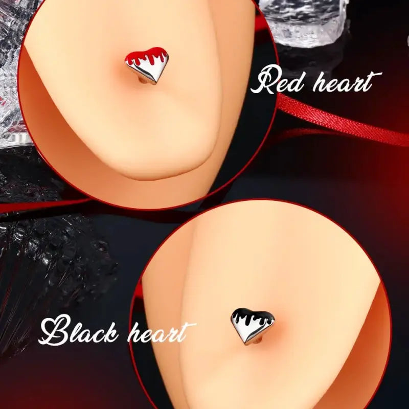 Heart Tongue Rings – 14G Surgical Steel Internally Threaded