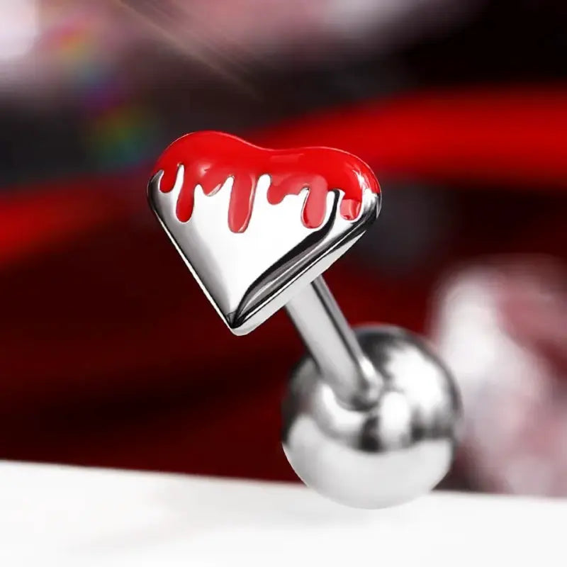 Heart Tongue Rings – 14G Surgical Steel Internally Threaded