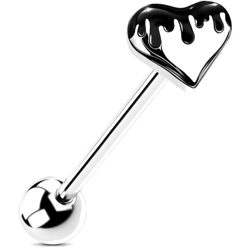 Heart Tongue Rings – 14G Surgical Steel Internally Threaded