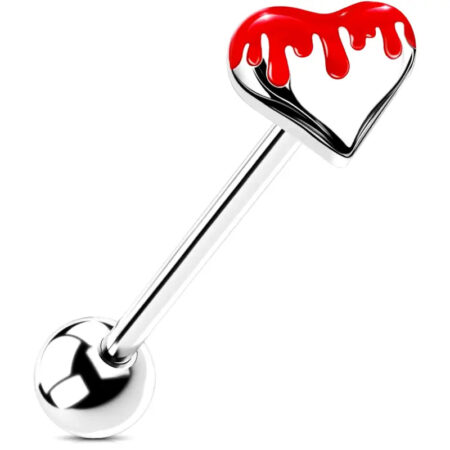 Heart Tongue Rings – 14G Surgical Steel Internally Threaded