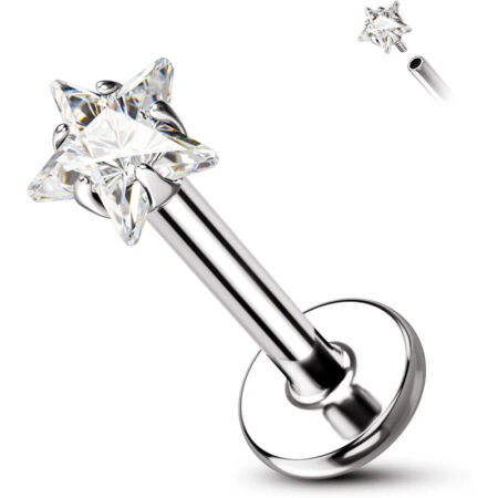 16G G23 Titanium CZ Stud Earrings – Lucky Star