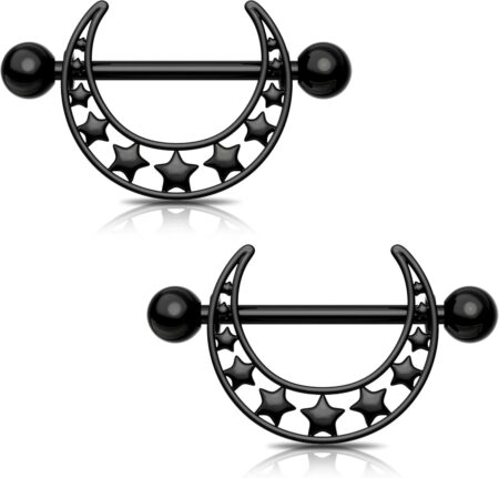 14G Moon Nipple Ring – Available in Star and Floral Styles