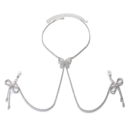 Rhinestone Bow Nipple Chain Body Jewelry for Women
