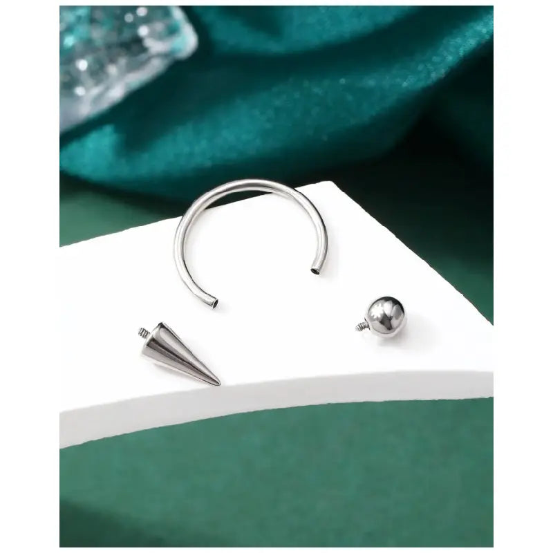 G23 Titanium 16G Spike Lip Rings & Horseshoe Hoops Set