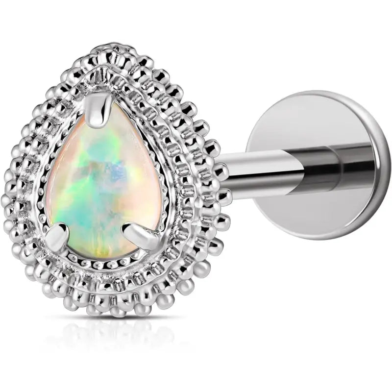 1 piece titanium jewelry flat back earrings 16G with diamond