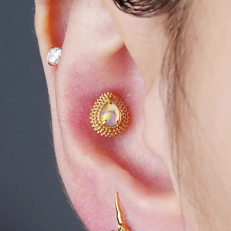 1 piece titanium jewelry flat back earrings 16G with diamond