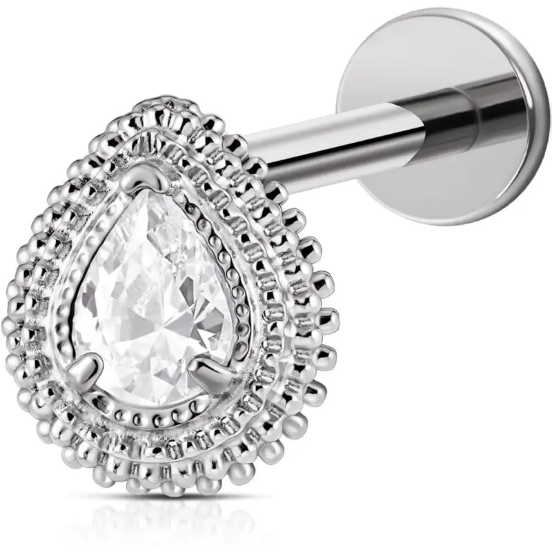 1 piece titanium jewelry flat back earrings 16G with diamond