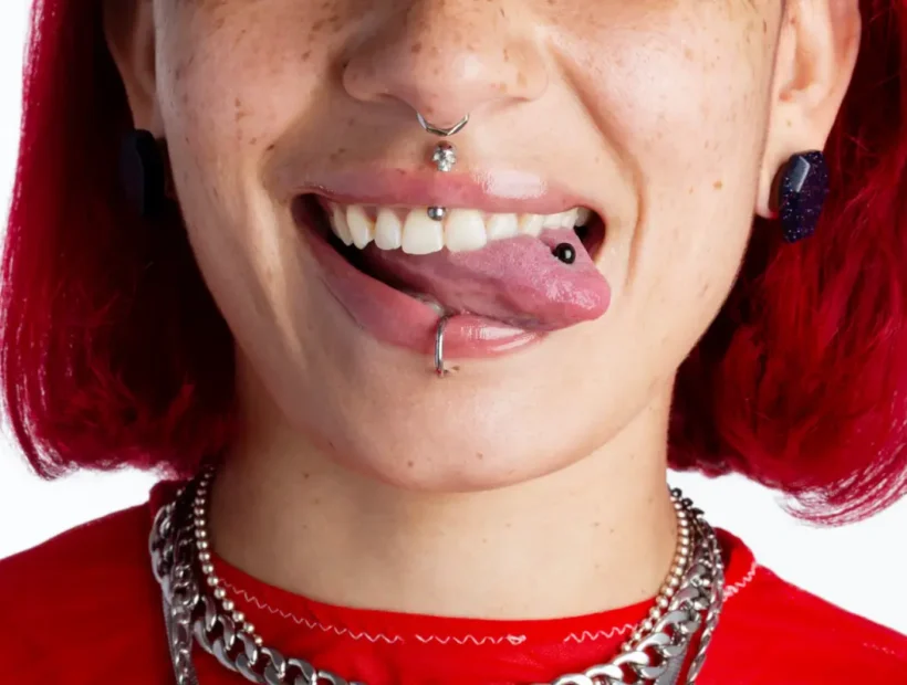 lip piercing is nesting or embedding