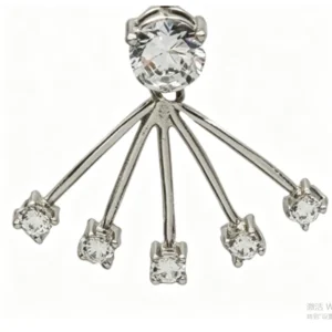 14K White Gold Suspension CZ Barbell Piercing