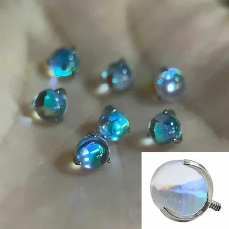 F136 titanium alloy moonstone G23 round lip stud earrings