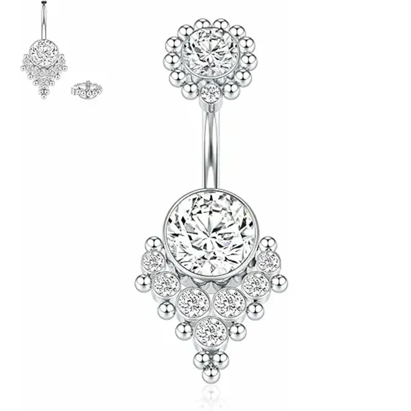 Elegant G23 Titanium CZ Belly Ring