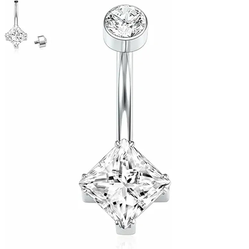 Sparkling Titanium CZ Floating Navel Ring
