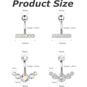 Unique 14G 316L Stainless Steel Dangle Belly Rings