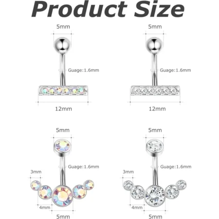 Unique 14G 316L Stainless Steel Dangle Belly Rings
