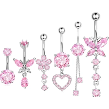 Surgical Stainless Steel Dangle Belly Button Rings for Women