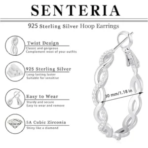 925 Sterling Silver Earrings Hoops for Women