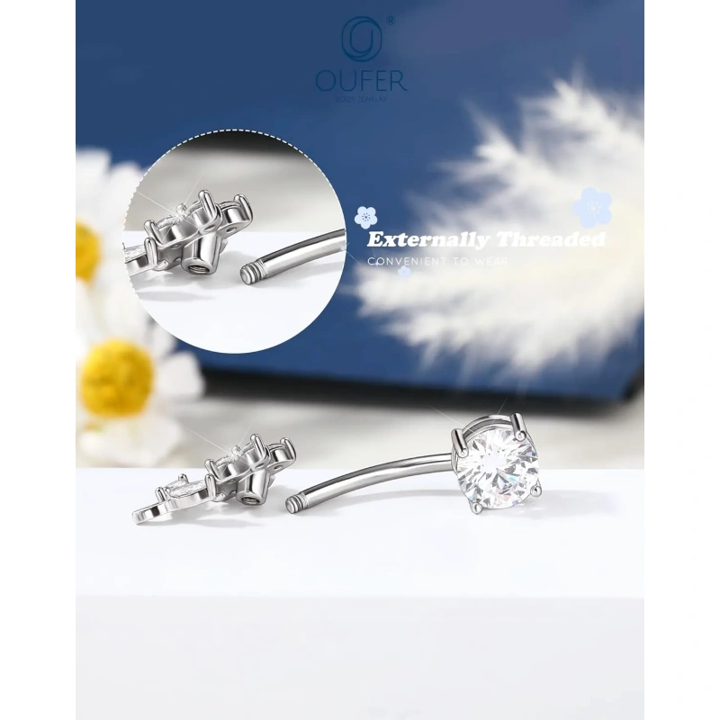 14g Dangle Belly Button Rings with Flower Style