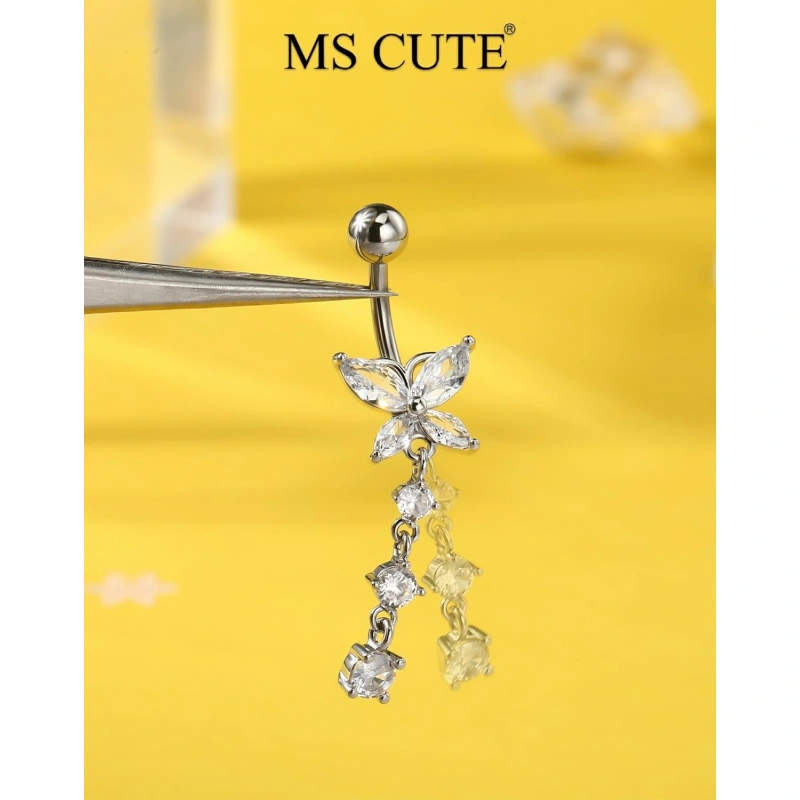 5PCS Belly Button Rings for Women 14G Dangle Navel Piercing Jewelry Set