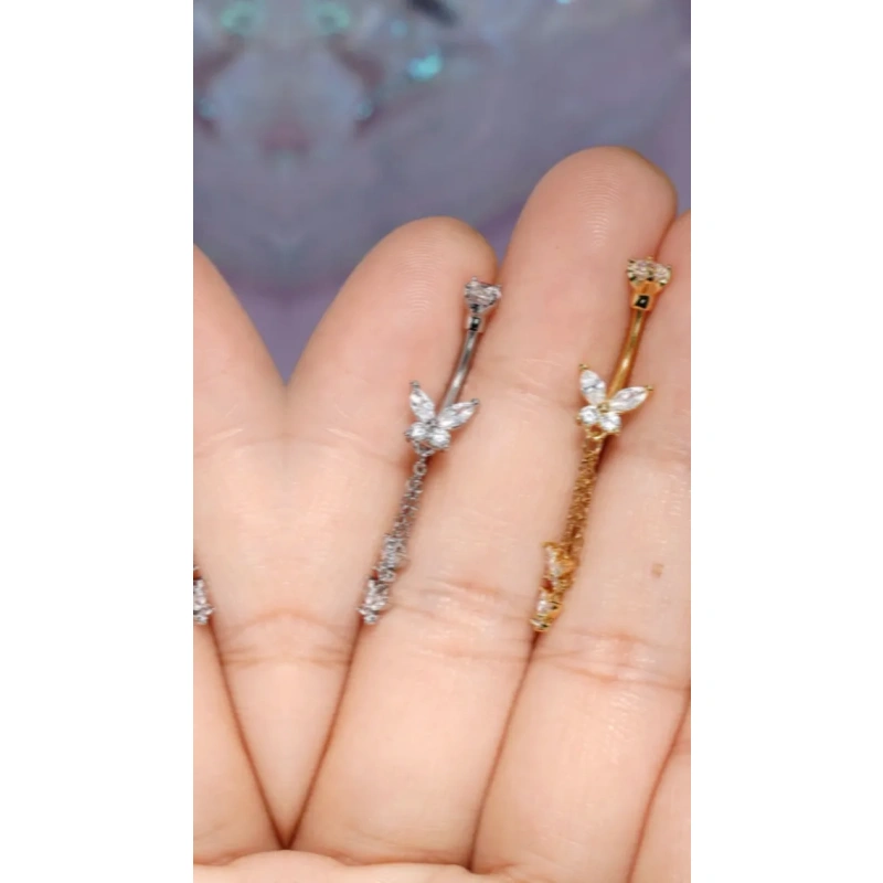 Cute Belly Button Rings Dangle 14G Butterfly Belly Button Piercing - Image 6