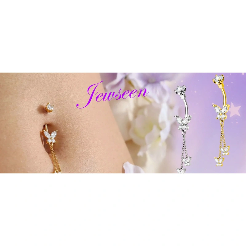 Cute Belly Button Rings Dangle 14G Butterfly Belly Button Piercing